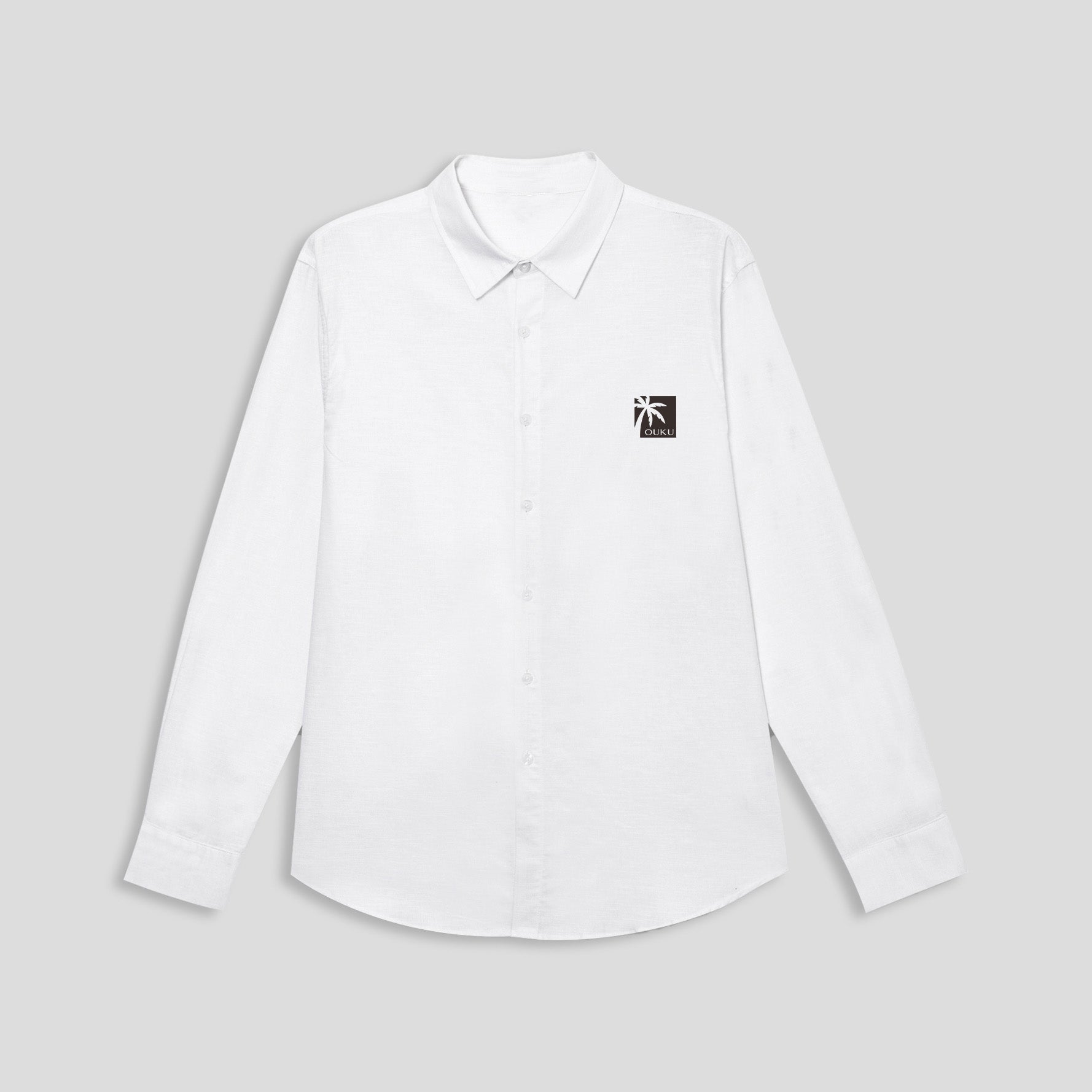 Linen Cotton Palm Tree Logo Shirt - oukumen