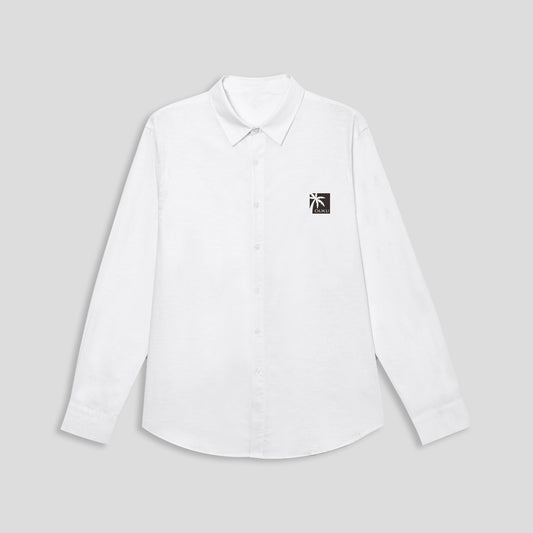 Linen Cotton Palm Tree Logo Shirt - oukumen