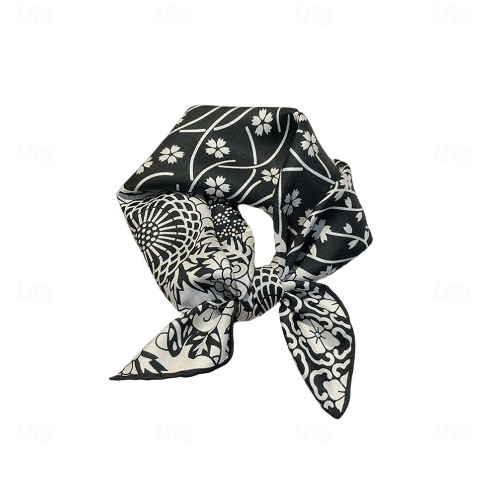 100% Silk Geometry Square Scarf - oukumen