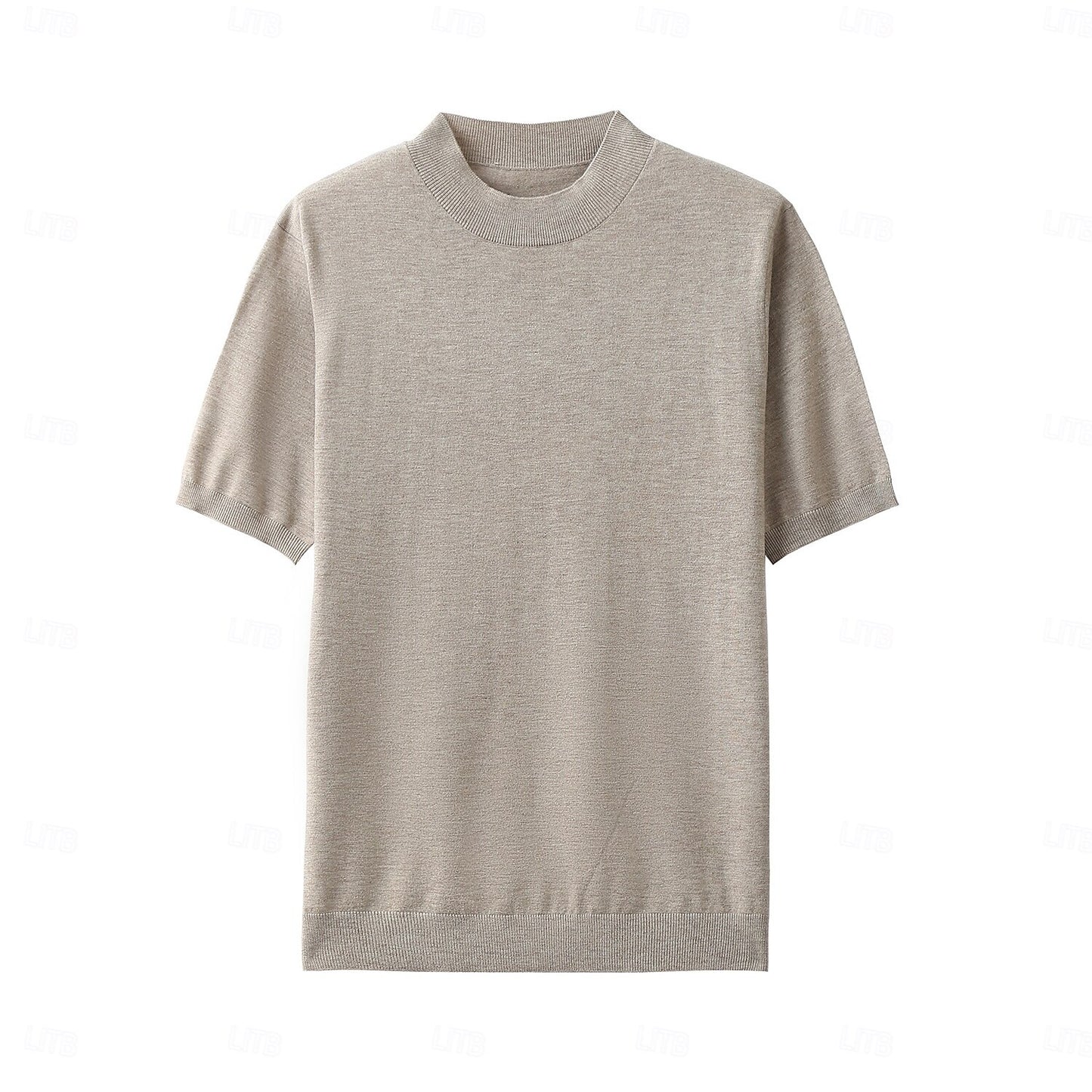 Premium Wool Blend Mock Neck Tee - oukumen
