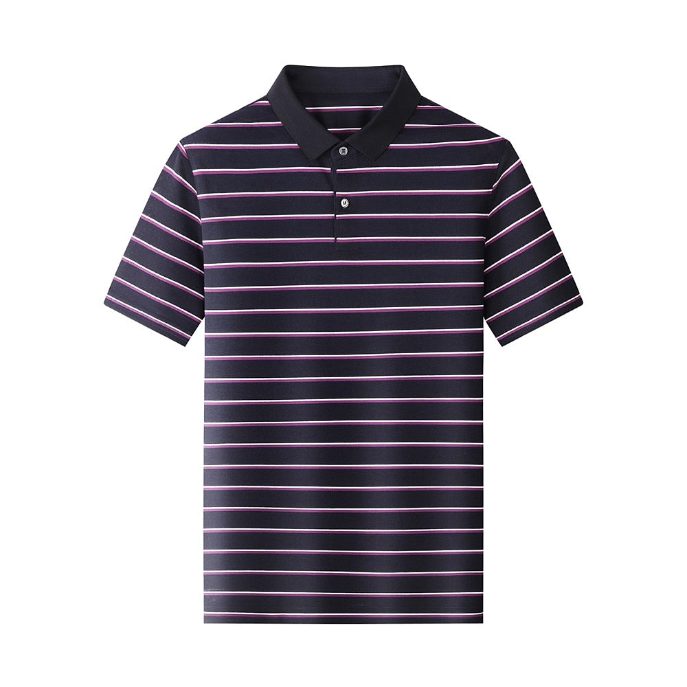 Striped Silk Polo Shirt - oukumen