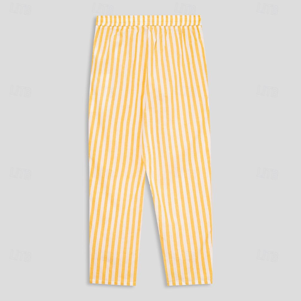 Stripe Linen Pants Trousers Summer Pants - oukumen