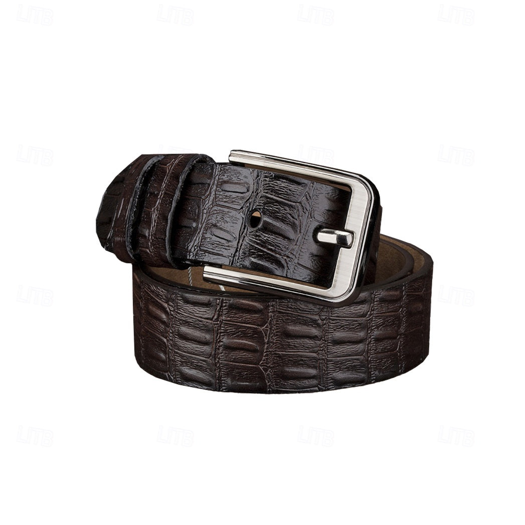100% Leather Cowhide Belt - oukumen