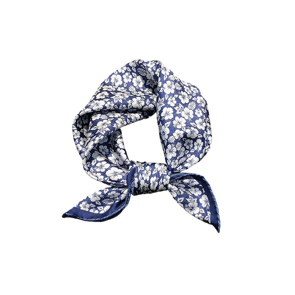 100% Silk Floral Square Scarf - oukumen