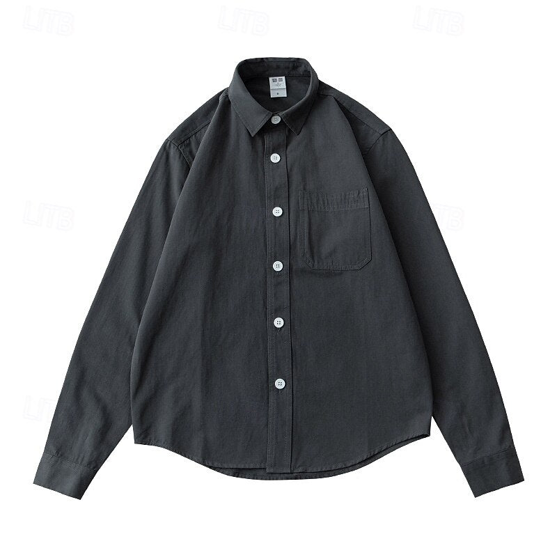 Classic Fit Rolled Collar Casual Shirt - oukumen