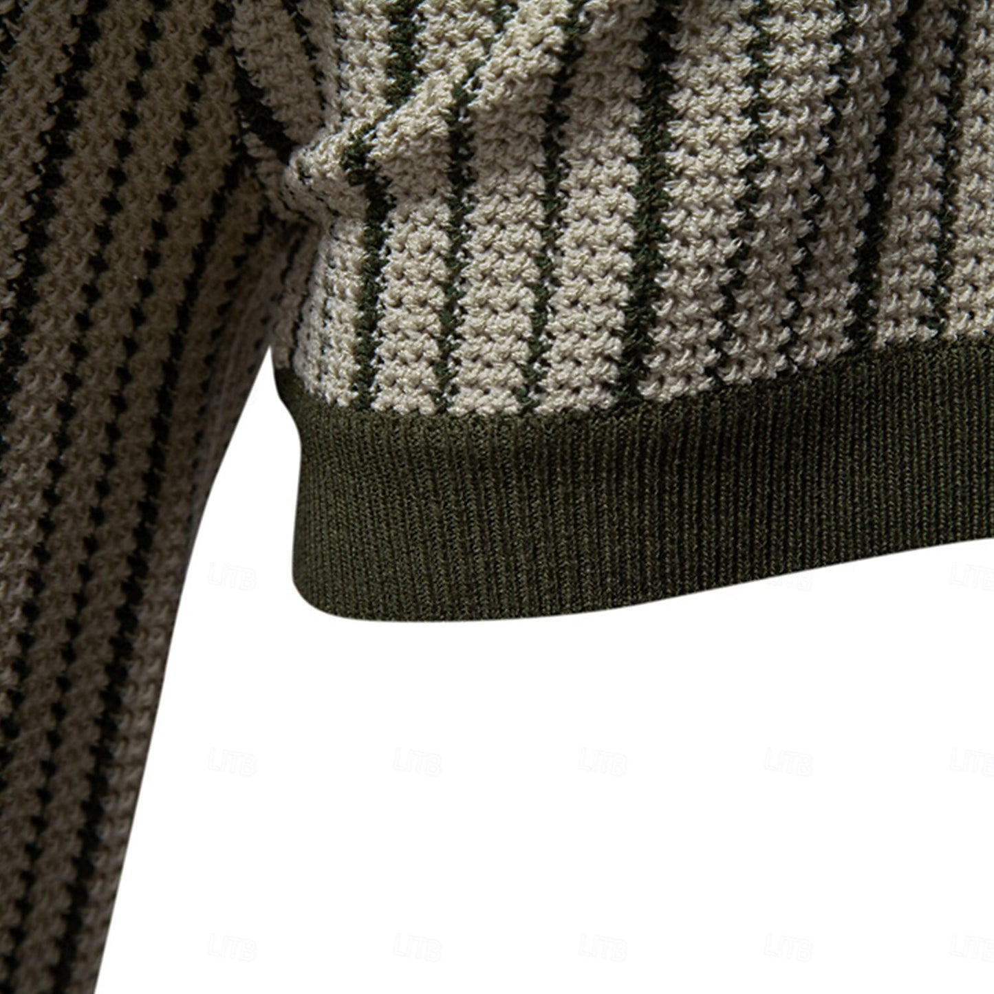 Striped Knit Texture Polo Shirt - oukumen