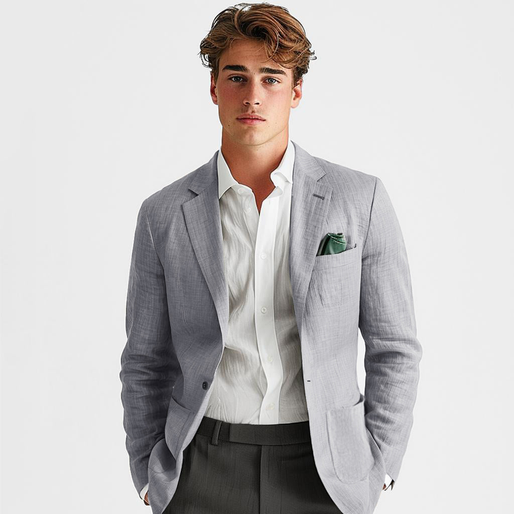 Tailored 100% Linen Blazer - oukumen