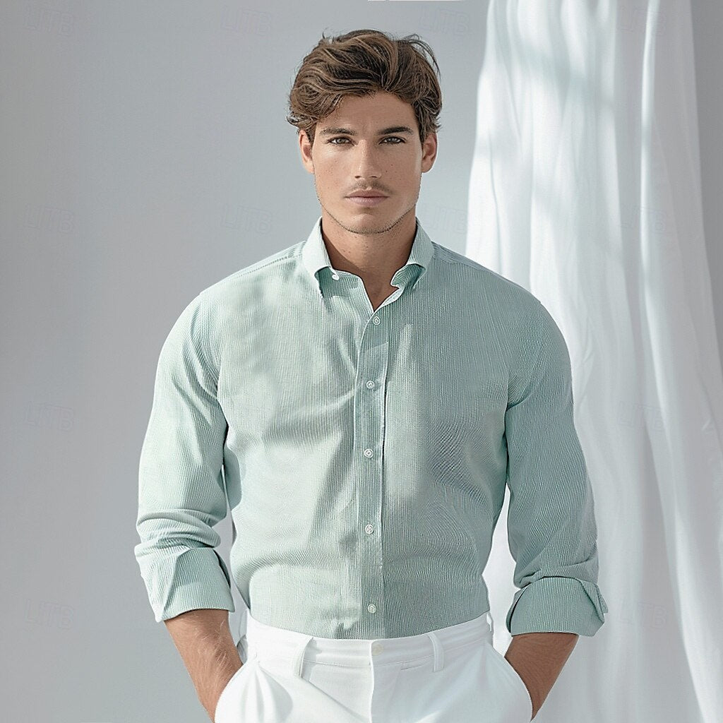 100% Cotton Premium Long Sleeve Oxford Shirt - oukumen