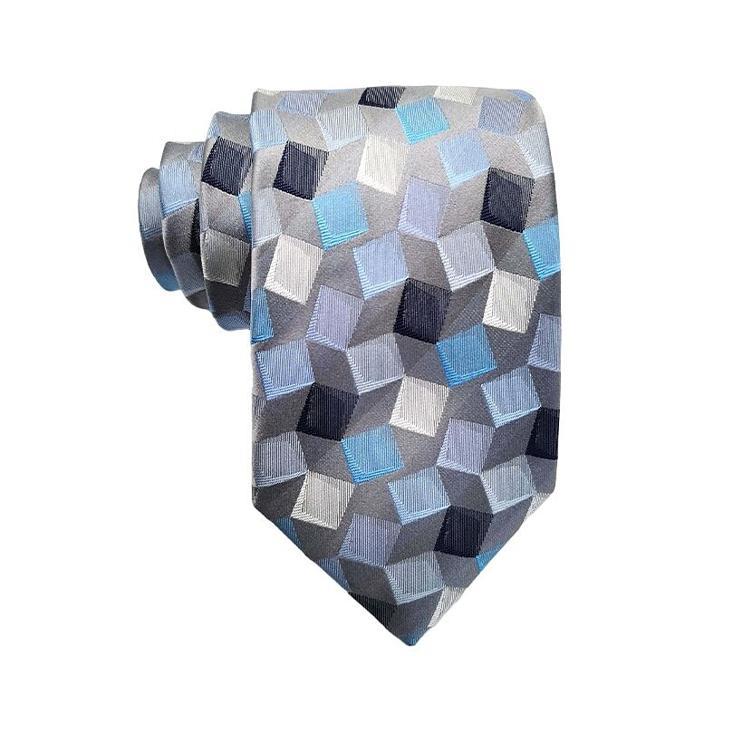 100% Silk Geometric Tie - oukumen