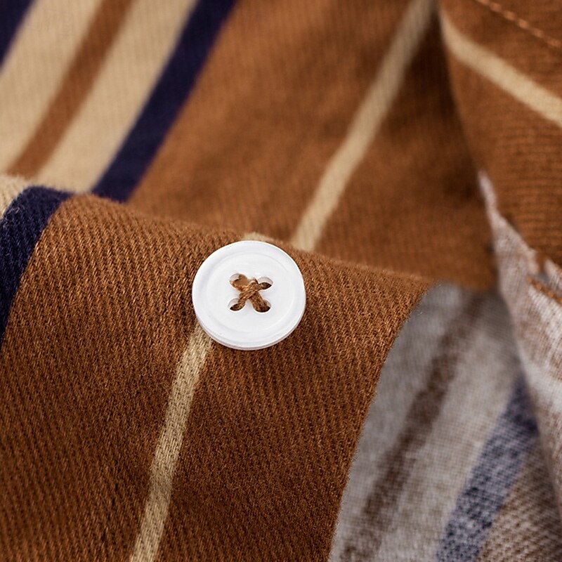 100% Cotton Casual Oxford Stripe Shirt - oukumen