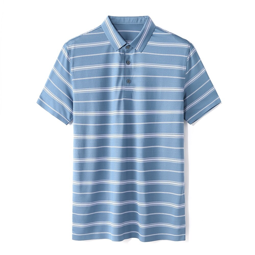 Luxury Striped Silk-Blend Polo Shirt - oukumen