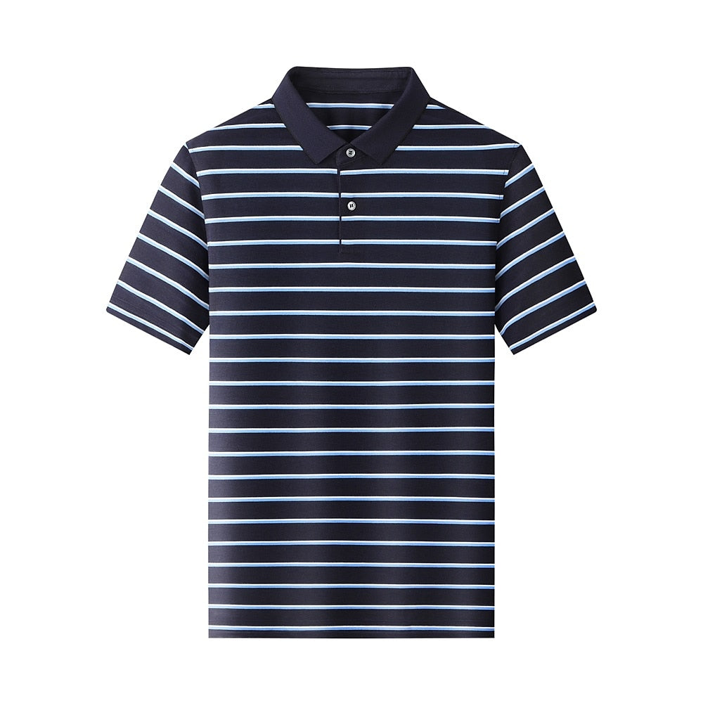 Striped Silk Polo Shirt - oukumen