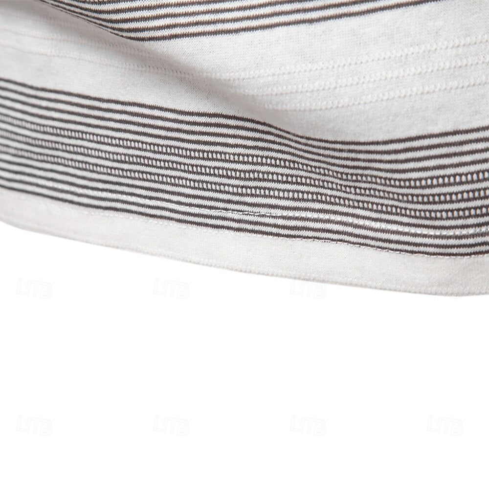 Timeless Striped Cotton-Blend Knit Polo Shirt - oukumen