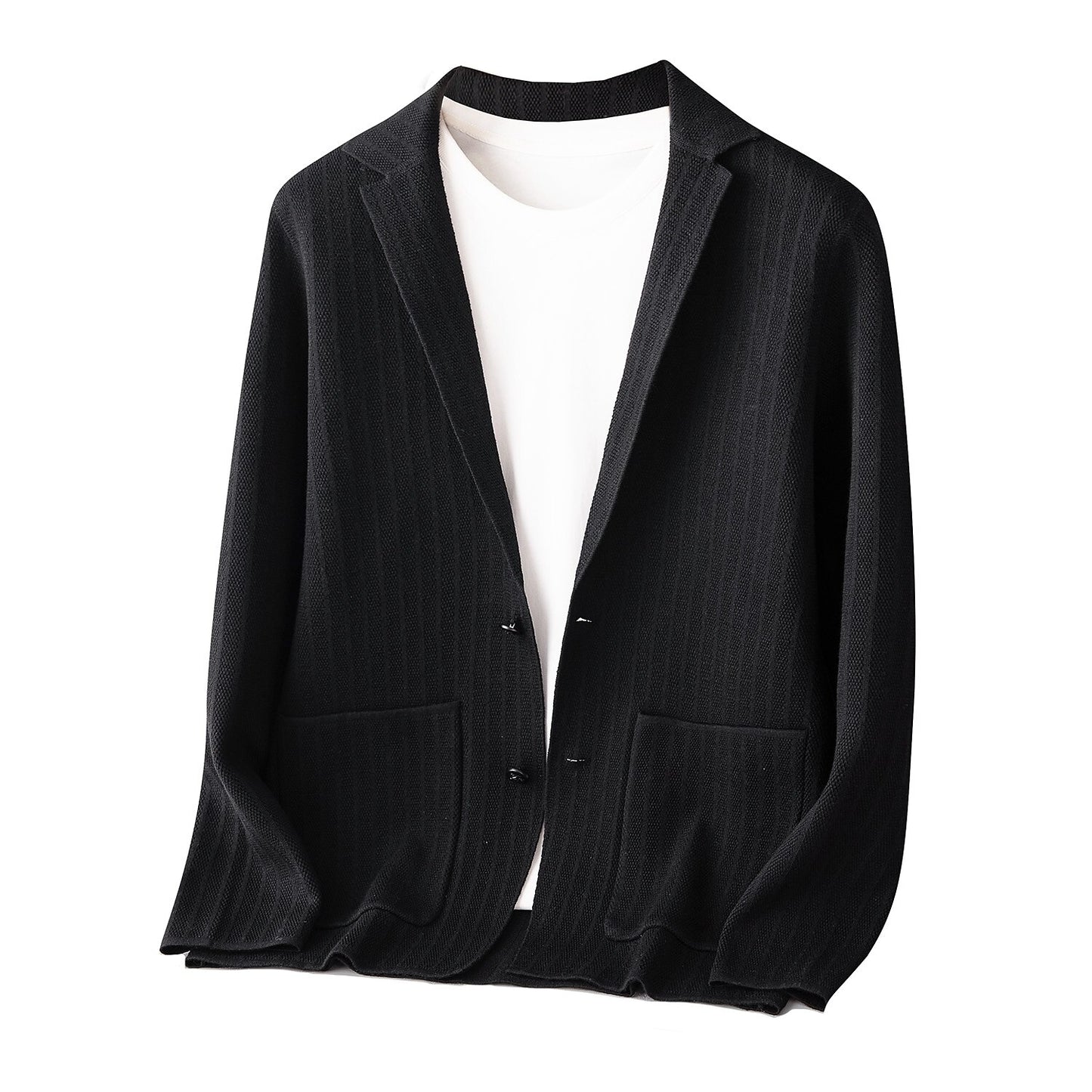 Textured Knit Blazer - oukumen