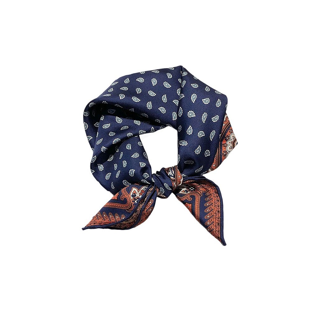 100% Silk Cashew Pattern Square Scarf - oukumen