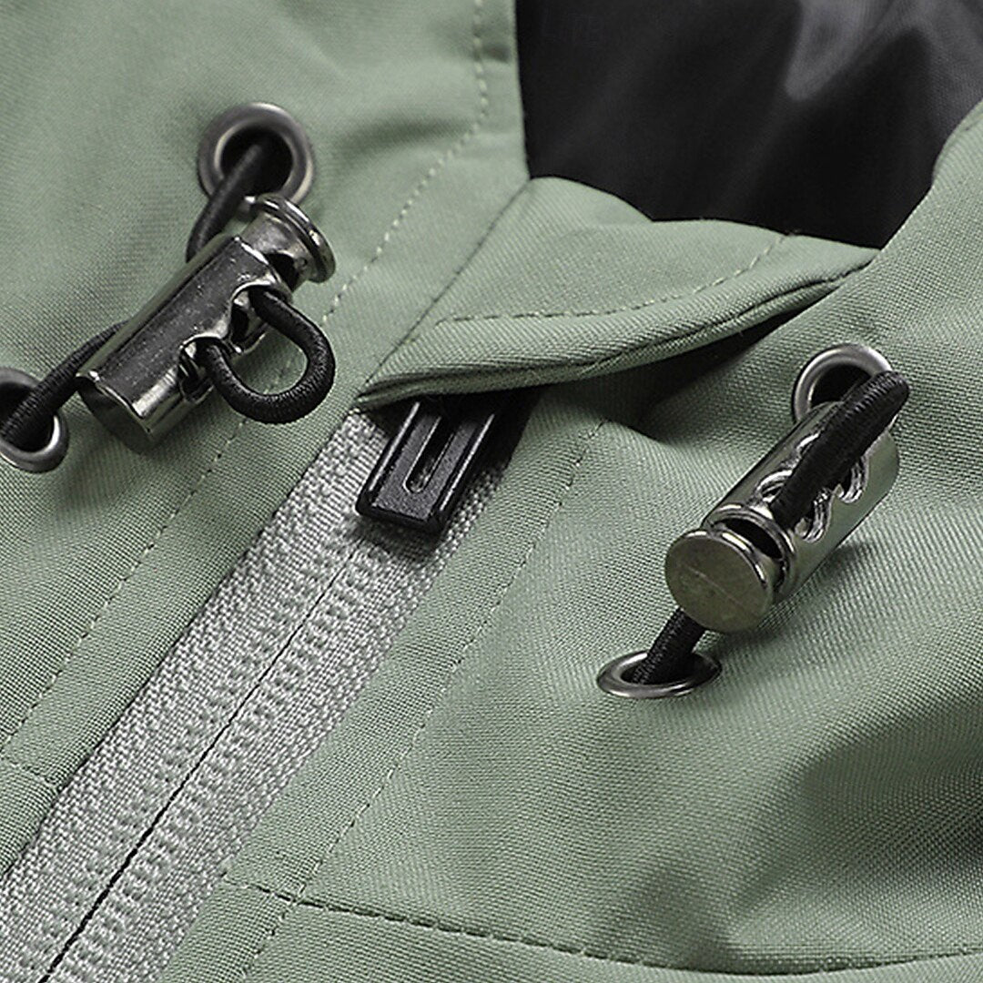 Multifunctional Windproof Zip Up Patchwork Outdoor Jacket - oukumen