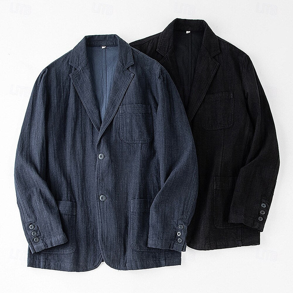 Relaxed 100% Linen Blazer - oukumen