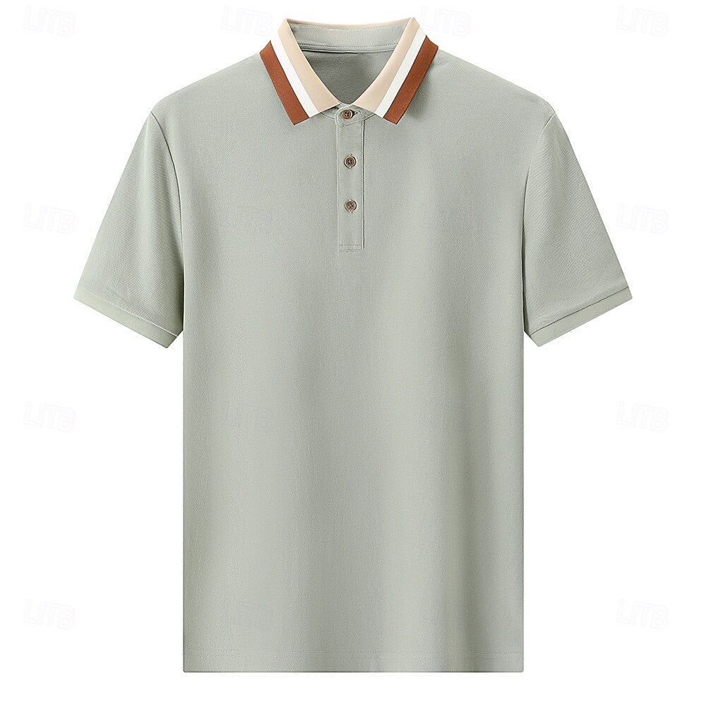 Modern Colorblock Knit Polo Shirt - oukumen