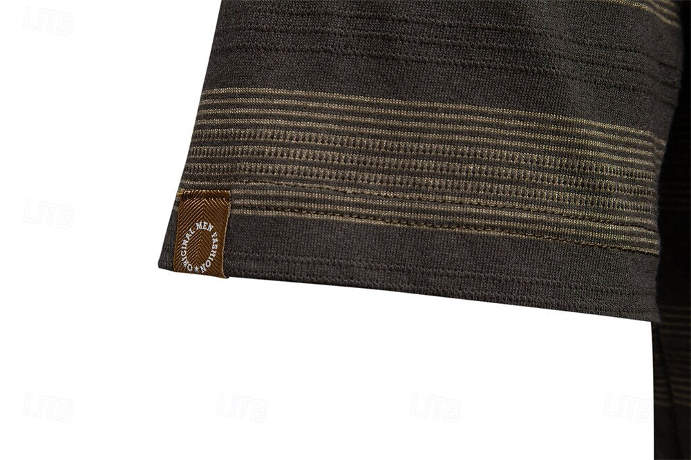 Timeless Striped Cotton-Blend Knit Polo Shirt - oukumen