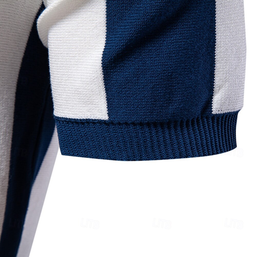 Vertical Stripe Quarter-Zip Polo - oukumen