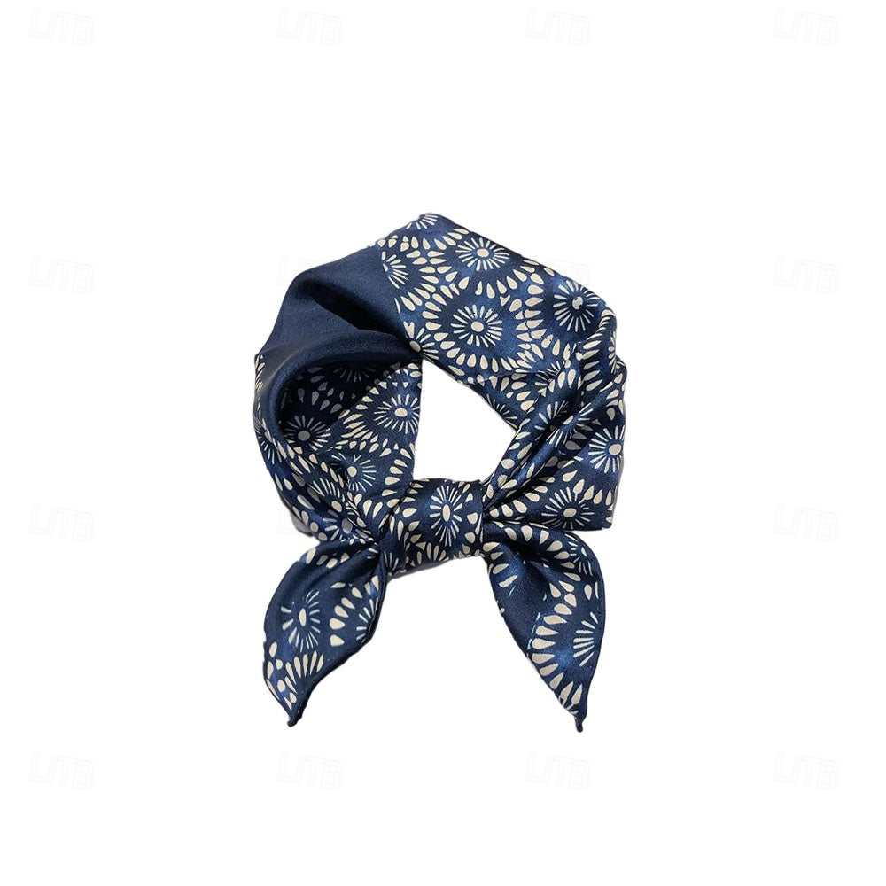 100% Silk Floral Square Scarf - oukumen