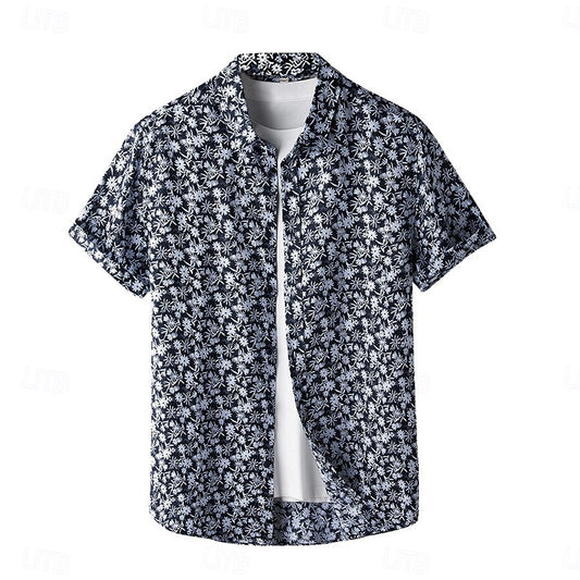 100% Linen Flora Causal Shirt - oukumen