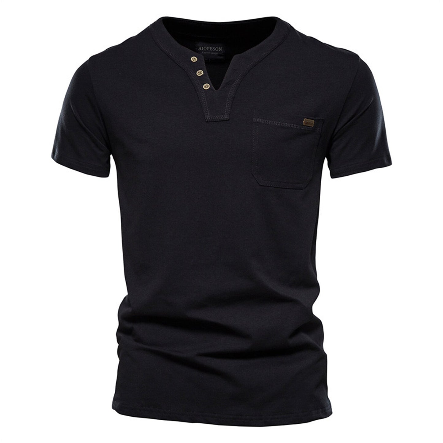 100% Cotton V-Neck Pocket T-Shirt - oukumen