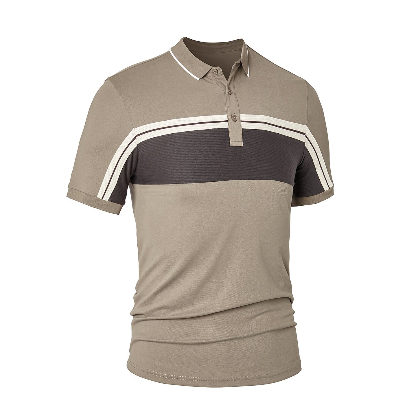 Cotton Blend Casual Colorblock Polo Shirt - oukumen