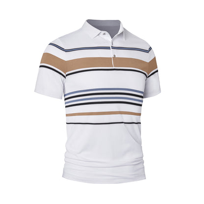 Gestreiftes Poloshirt mit kurzen Ärmeln und klassischer Passform im Business-Casual-Stil 