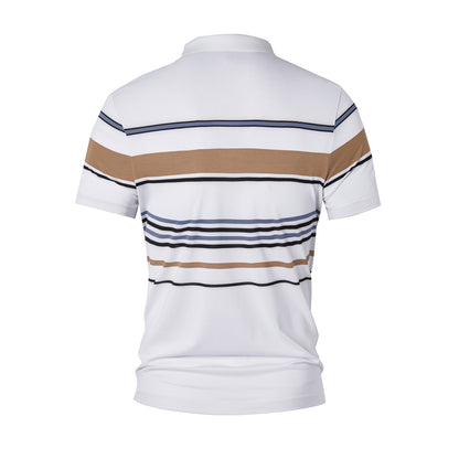 Gestreiftes Poloshirt mit kurzen Ärmeln und klassischer Passform im Business-Casual-Stil 