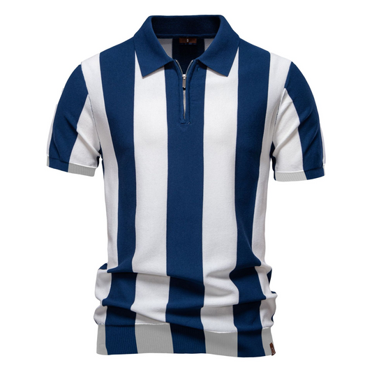 Vertical Stripe Quarter-Zip Polo