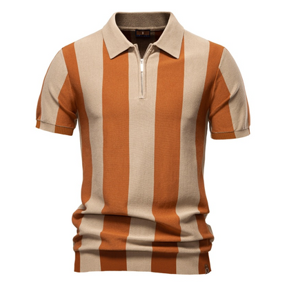 Vertical Stripe Quarter-Zip Polo