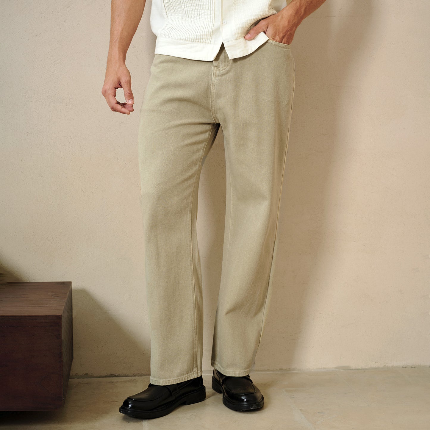 100% Cotton Relaxed Chino Pants - oukumen