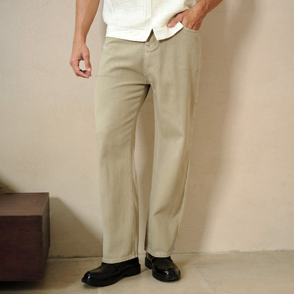 100% Cotton Relaxed Chino Pants - oukumen