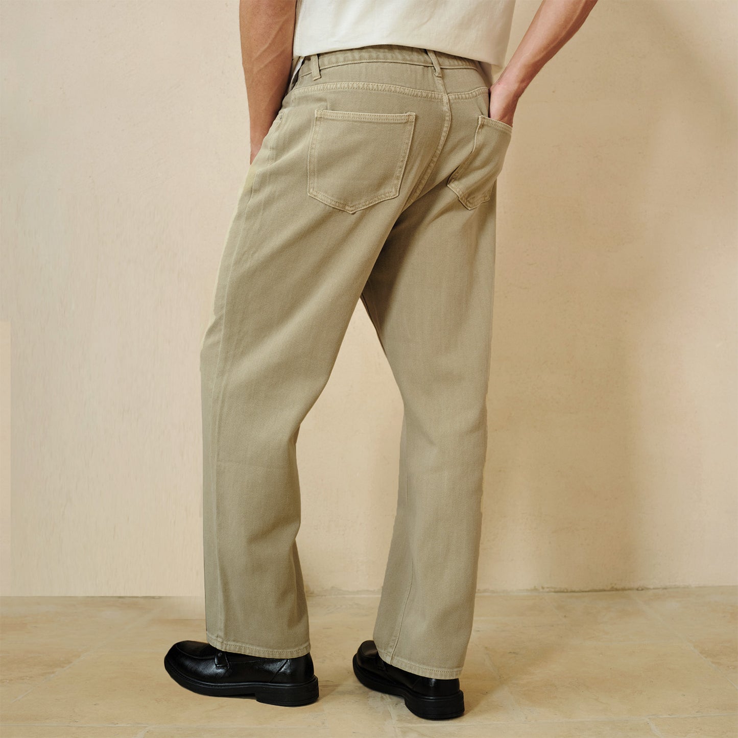 100% Cotton Relaxed Chino Pants - oukumen