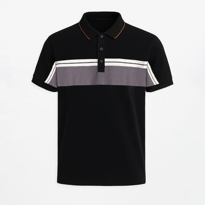 Cotton Blend Casual Colorblock Polo Shirt - oukumen