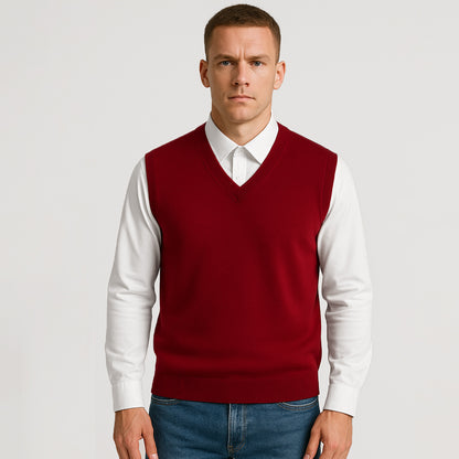 100% Merino Wool Sweater Vest - oukumen