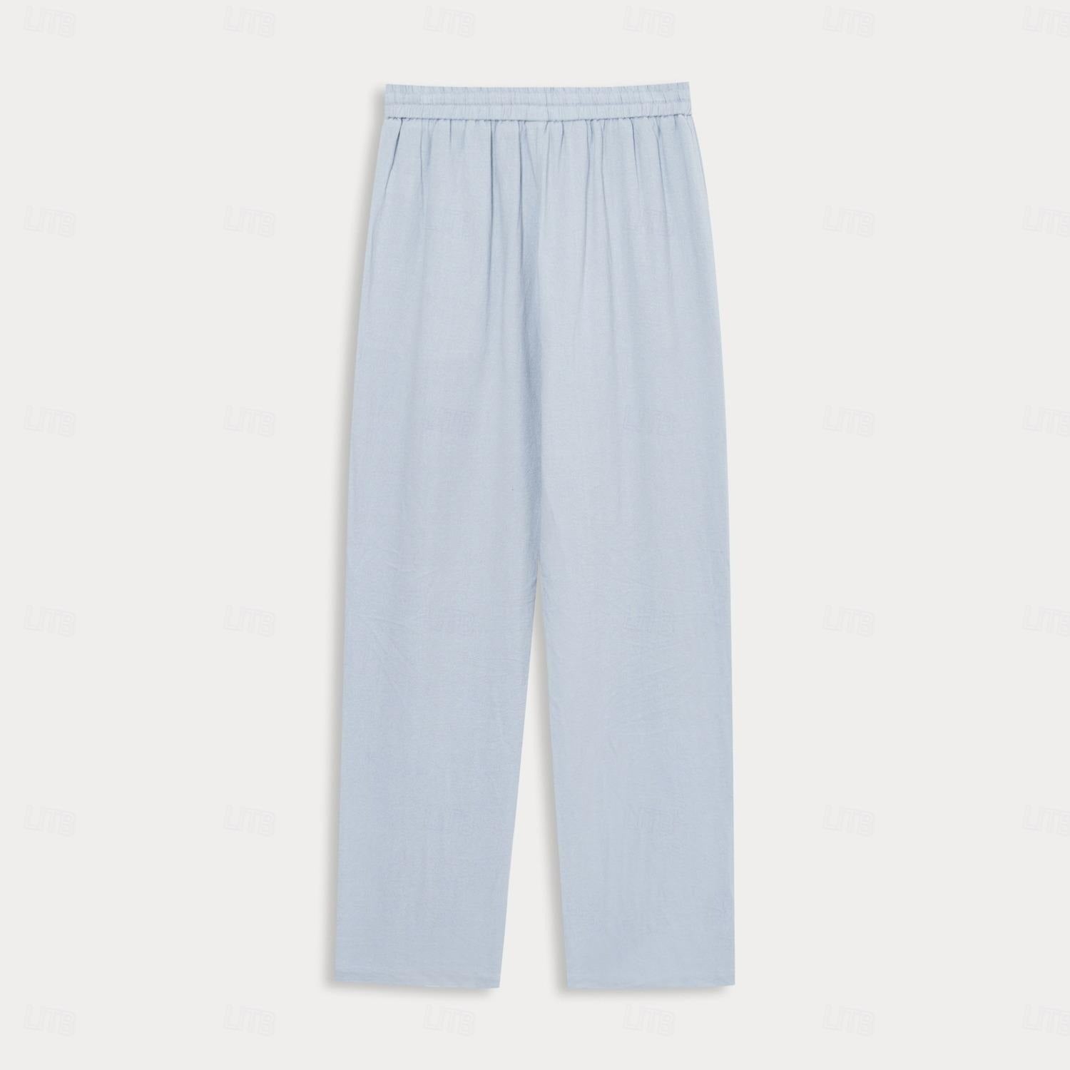 Linen Plain Casual Pants - oukumen
