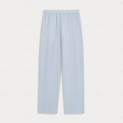 Linen Plain Casual Pants - oukumen