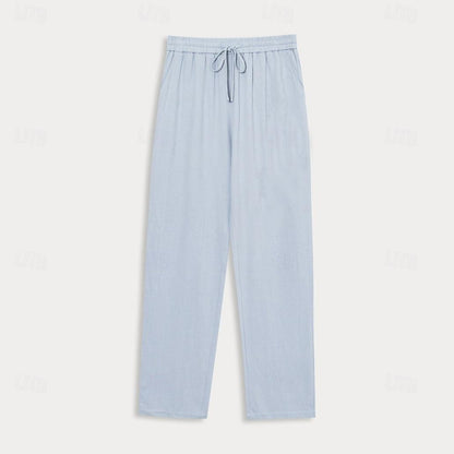 Linen Plain Casual Pants - oukumen