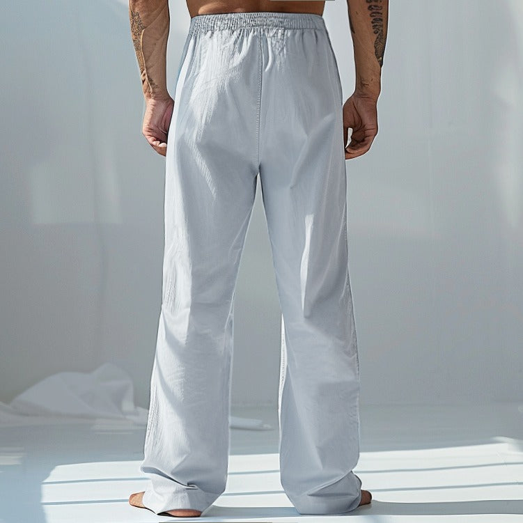 Linen Plain Casual Pants - oukumen