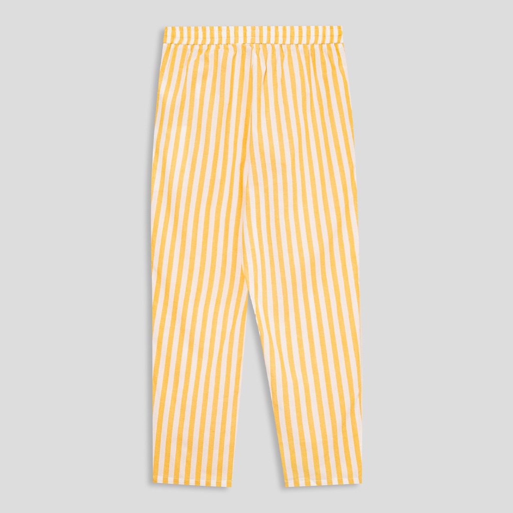 Cotton Linen Elastic Waistband Casual Stripe Pants