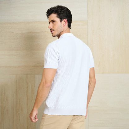 Classic Fit Quarter Zip Business Casual Texture Polo - oukumen