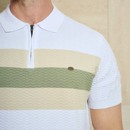 Classic Fit Quarter Zip Business Casual Texture Polo - oukumen