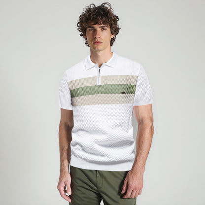 Poloshirt mit klassischer Passform und Viertelreißverschluss im Business-Casual-Stil mit kurzen Ärmeln