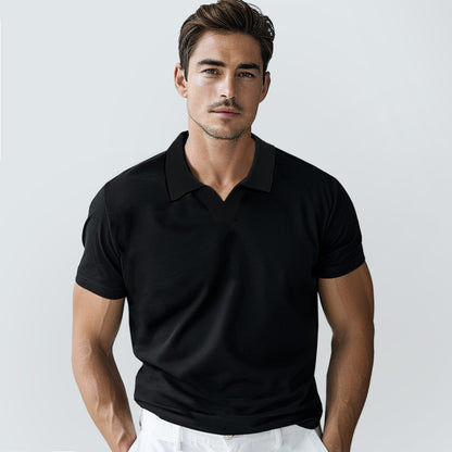 Classic Fit V Neck Polo Shirt