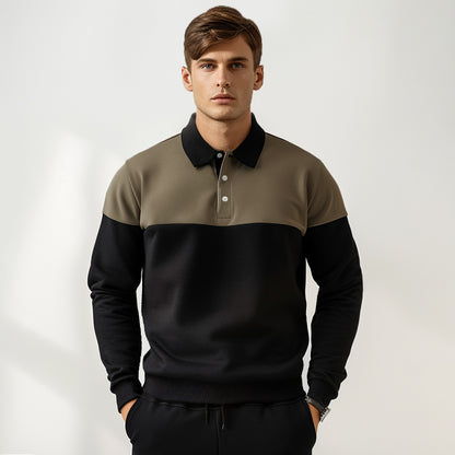 Color-Block Knit Polo Sweatshirt