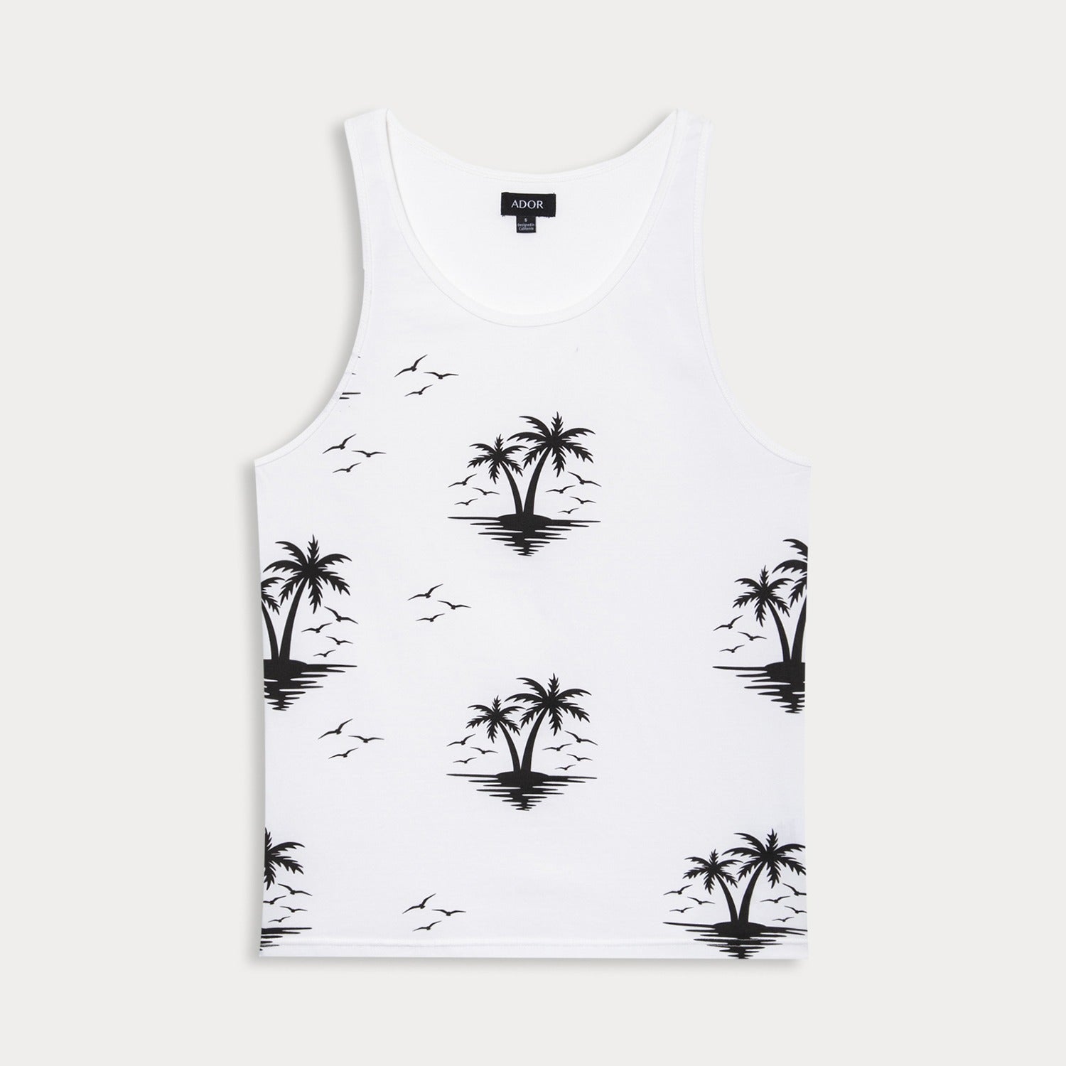 100% Cotton Graphic Coconut Tree Tank Top - oukumen