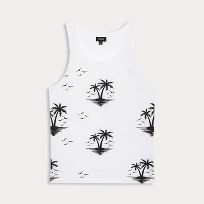 100% Cotton Graphic Coconut Tree Tank Top - oukumen