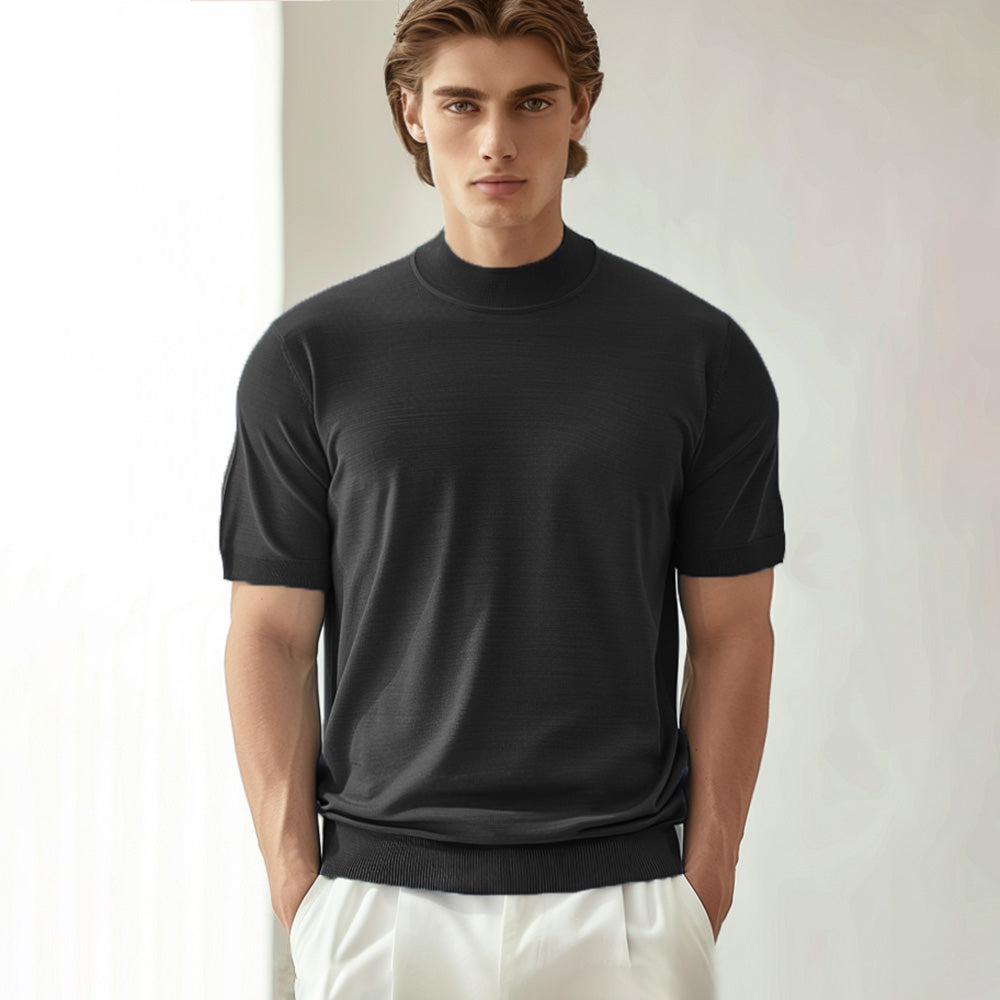 Premium Wool Blend Mock Neck Tee